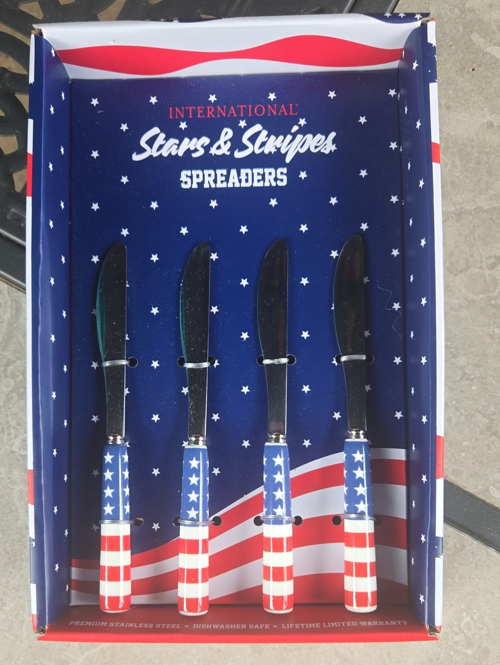 International Stars & Stripes Red White Blue Spreader Set Fourth Of July - Picture 1 of 2